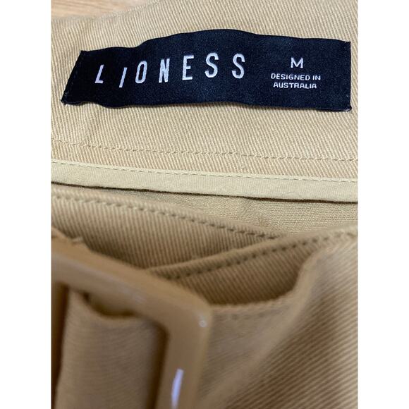 Lioness Women's Tan Belted Mid Waist Pleated Cutoff A Line Mini Skirt Size M - Picture 5 of 6